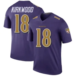 Youth Keith Kirkwood Baltimore Ravens No.18 Legend Color Rush Jersey - Purple