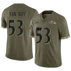 Youth Kyle Van Noy Baltimore Ravens No.53 Limited 2022 Salute To Service Jersey - Olive