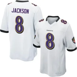 Youth Lamar Jackson Baltimore Ravens No.8 Game Jersey - White