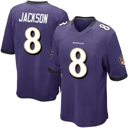 Youth Lamar Jackson Baltimore Ravens No.8 Game Team Color Jersey - Purple