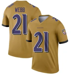 Youth Lardarius Webb Baltimore Ravens No.21 Legend Inverted Jersey - Gold