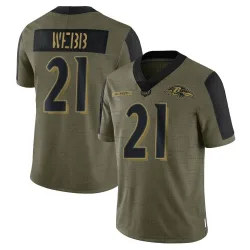Youth Lardarius Webb Baltimore Ravens No.21 Limited 2021 Salute To Service Jersey - Olive