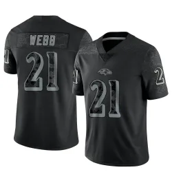 Youth Lardarius Webb Baltimore Ravens No.21 Limited Reflective Jersey - Black