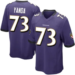 Youth Marshal Yanda Baltimore Ravens No.73 Game Team Color Jersey - Purple