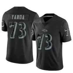 Youth Marshal Yanda Baltimore Ravens No.73 Limited Reflective Jersey - Black
