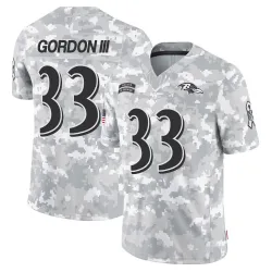 Youth Melvin Gordon III Baltimore Ravens No.33 Limited 2024 Salute to Service Jersey - Arctic Camo