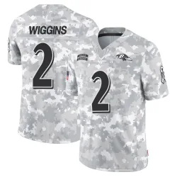 Youth Nate Wiggins Baltimore Ravens No.2 Limited 2024 Salute to Service Jersey - Arctic Camo