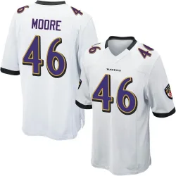 Youth Nick Moore Baltimore Ravens No.46 Game Jersey - White