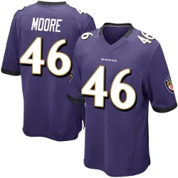 Youth Nick Moore Baltimore Ravens No.46 Game Team Color Jersey - Purple