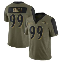 Youth Odafe Oweh Baltimore Ravens No.99 Limited 2021 Salute To Service Jersey - Olive