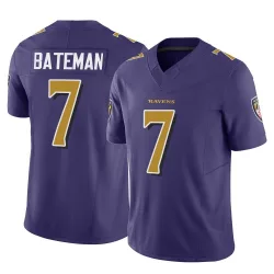 Youth Rashod Bateman Baltimore Ravens No.7 Limited Vapor F.U.S.E. Jersey - Purple
