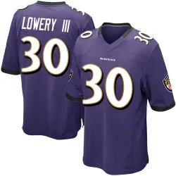 Youth Reuben Lowery III Baltimore Ravens No.30 Game Team Color Jersey - Purple
