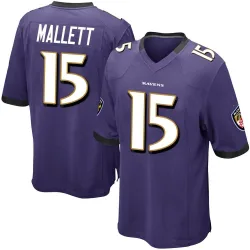 Youth Ryan Mallett Baltimore Ravens No.15 Game Team Color Jersey - Purple
