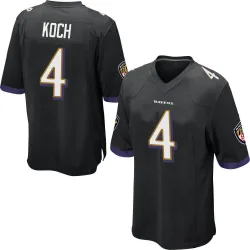 Youth Sam Koch Baltimore Ravens No.4 Game Jersey - Black