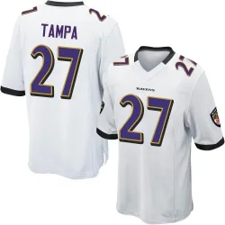 Youth T.J. Tampa Baltimore Ravens No.27 Game Jersey - White