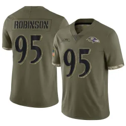 Youth Tavius Robinson Baltimore Ravens No.95 Limited 2022 Salute To Service Jersey - Olive