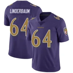 Youth Tyler Linderbaum Baltimore Ravens No.64 Limited Color Rush Vapor Untouchable Jersey - Purple