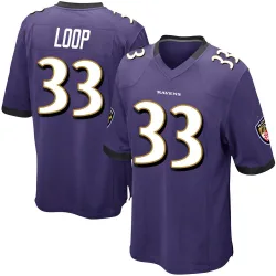 Youth Tyler Loop Baltimore Ravens No.33 Game Team Color Jersey - Purple