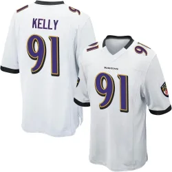 Youth Xavier Kelly Baltimore Ravens No.91 Game Jersey - White