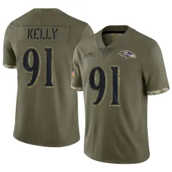 Youth Xavier Kelly Baltimore Ravens No.91 Limited 2022 Salute To Service Jersey - Olive