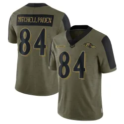 Youth Zaire Mitchell-Paden Baltimore Ravens No.84 Limited 2021 Salute To Service Jersey - Olive